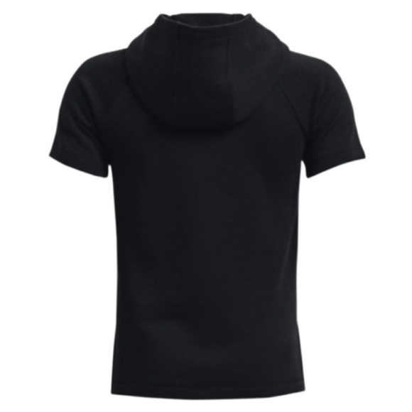 UNDER ARMOUR • Black Short Sleeve Hoodie Workout Rival Sweatshirt Athletic - Picture 4 of 4